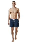 Bahr Classic Wave swim shorts in deep navy with tonal wave print, front view