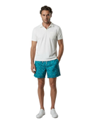 The Shore Set — white towel polo with Red Sea Coast swim shorts, front view